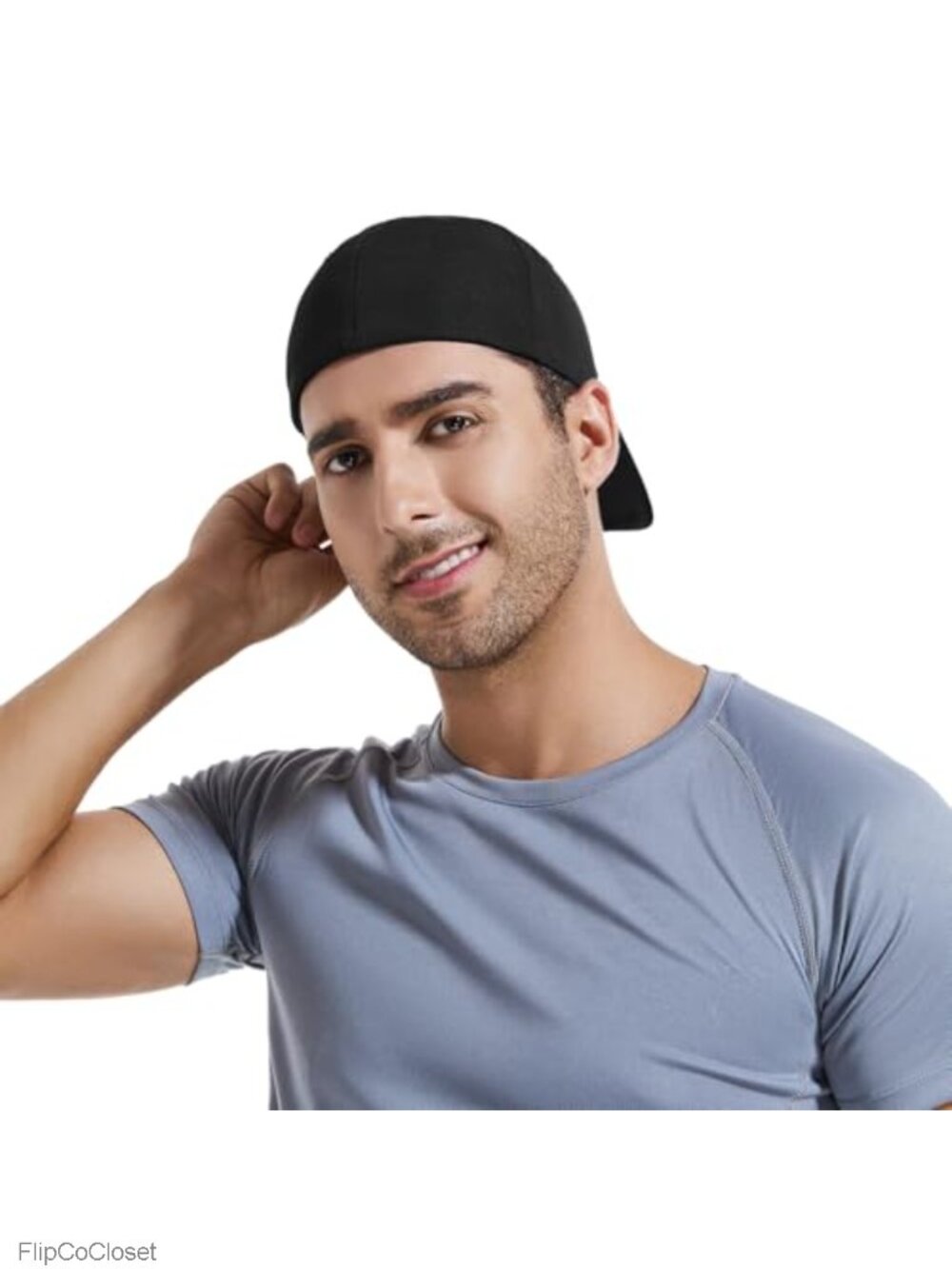 6 Panel Stretch Full Closed Baseball Cap Men's Fitted Curved Brim Elastic Back